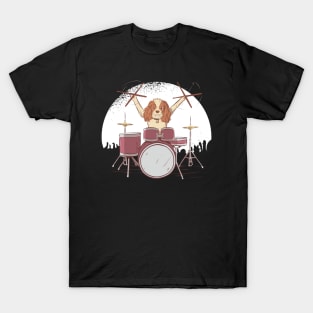 Drummer Dog - rocker puppy funny T-Shirt